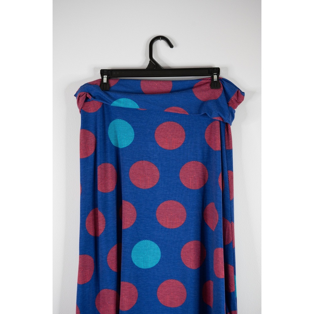 LuLaRoe Maxi Skirt Womens XL Blue Pink Polka Dot Mod Print Excellent Lola - Picture 3 of 5
